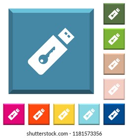 Hardware key white icons on edged square buttons in various trendy colors