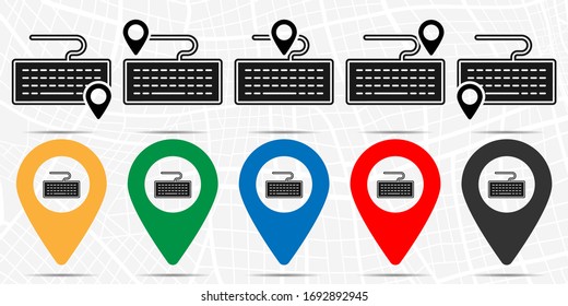Hardware, Tastatur-Symbol in der Position gesetzt. Einfache Bildyph, flache Illustration von Hardware-Design-Symbolen