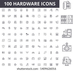 Hardware line icons, signs, vector set, outline illustration concept 
