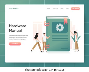 Hardware Manual Book Illustration Concept. Modern design concept of web page design for website and mobile website.Vector illustration EPS 10