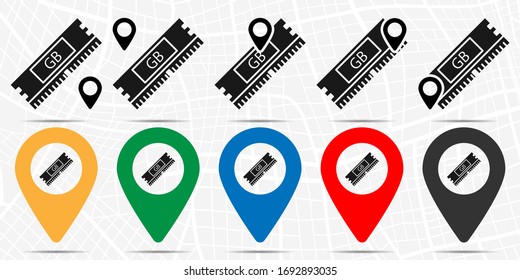 Hardware, memory, ram icon in location set. Simple glyph, flat illustration element of hardware theme icons