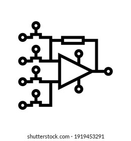 hardware model neural network line icon vector. hardware model neural network sign. isolated contour symbol black illustration
