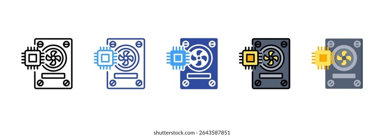 Conjunto de ícones de vários estilos de hardware
