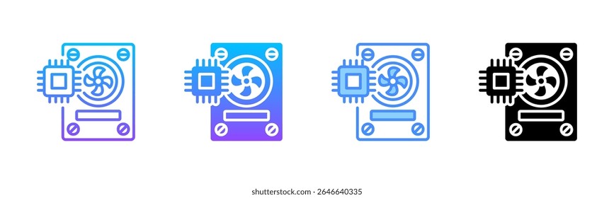 Conjunto de ícones de vários estilos de hardware