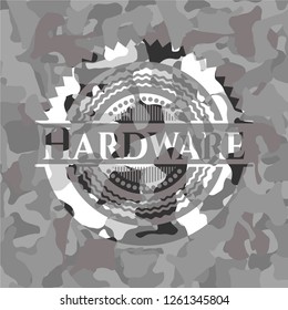 Hardware on grey camouflage texture