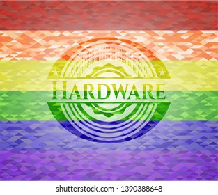 Hardware on mosaic background with the colors of the LGBT flag