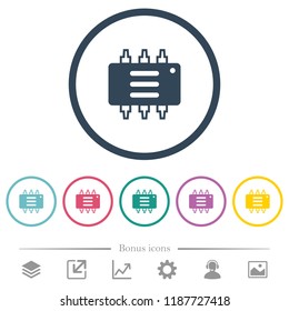 Hardware options flat color icons in round outlines. 6 bonus icons included.