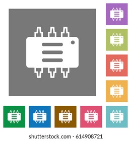 Hardware options flat icons on simple color square backgrounds