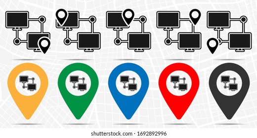 Hardware, pc, connection, lan icon in location set. Simple glyph, flat illustration element of hardware theme icons