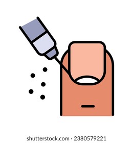 Hardware pedicure color icon. Foot care icon, hand with leg, pedicure, chiropody - linear web symbol on white background. Nail polish. Beauty procedures. Tools for nails treatment. Beauty parlor servi