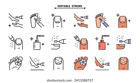 Hardware pedicure outline icon. Editable stroke. Nail polish. Beauty procedures. Tools for nails treatment. Beauty parlor services. Cosmetology. Women care. Beautician services. Isolated vector illust