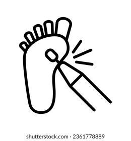 Hardware pedicure outline icon. Nail polish. Beauty procedures. Tools for nails treatment. Beauty parlor services. Cosmetology. Women care. Beautician services. Isolated vector illustration