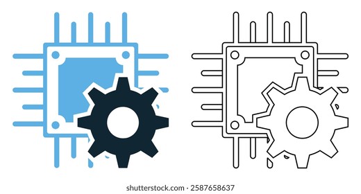 hardware processor icon vector with a modern and tech inspired design. Perfect for computing, AI, semiconductor technology, circuits, and data processing