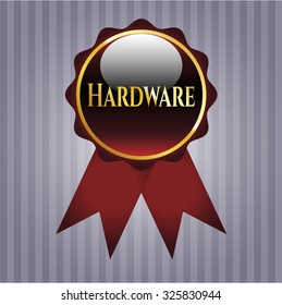 Cinta brillante roja de hardware, emblema o placa