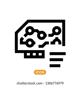 Hardware Related Icon. Vector Symbol of Video Card, Plugin or any other digital detail of modern computer. 
