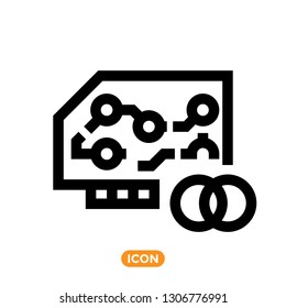 Hardware Related Icon. Vector Symbol of Video Card, Plugin or any other digital detail of modern computer. 
