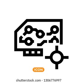 Hardware Related Icon. Vector Symbol of Video Card, Plugin or any other digital detail of modern computer. 