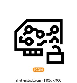 Hardware Related Icon. Vector Symbol of Video Card, Plugin or any other digital detail of modern computer. 