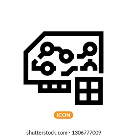 Hardware Related Icon. Vector Symbol of Video Card, Plugin or any other digital detail of modern computer. 