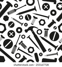 hardware screws and nails with tools seamless pattern eps10