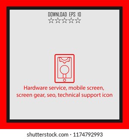 Hardware service, mobile screen, seo  line icon