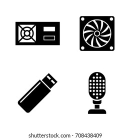 Hardware. Simple Related Vector Icons Set for Video, Mobile Apps, Web Sites, Print Projects and Your Design. Black Flat Illustration on White Background.