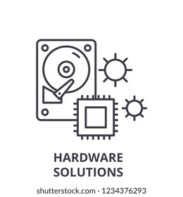 Hardware solutions line icon concept. Hardware solutions vector linear illustration, symbol, sign