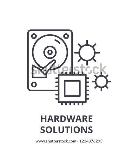 Hardware solutions line icon concept. Hardware solutions vector linear illustration, symbol, sign