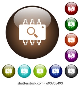 Hardware test white icons on round color glass buttons