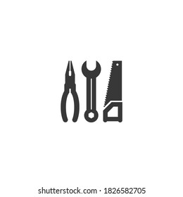 Hardware Tool Icons Isolated Black and White Vector