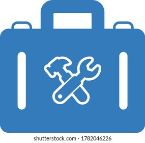 Hardware, toolbox icon / blue color