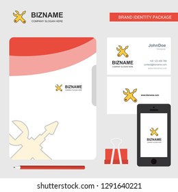 Hardware tools  Business Logo, File Cover Visiting Card and Mobile App Design. Vector Illustration