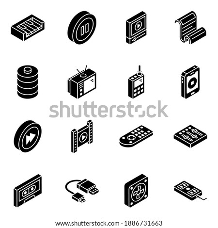 
Hardware Tools Glyph Isometric Icons 