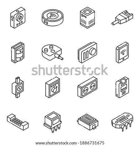 
Hardware Tools Glyph Isometric Icons 