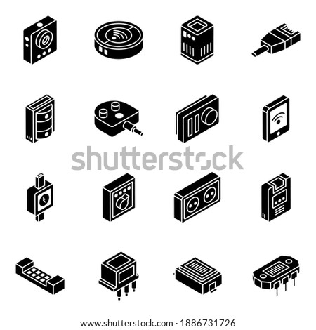 
Hardware Tools Glyph Isometric Icons 