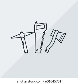 Hardware Tools Vector Icon, The outlined symbols of tools for workman. Simple, modern flat vector illustration for mobile app, website or desktop app   