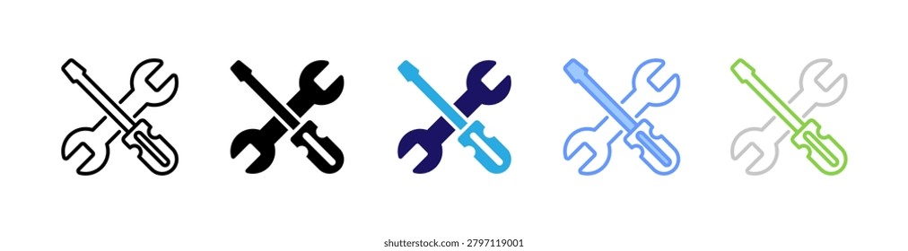 Hardware Toolset Icon Set in Various Styles