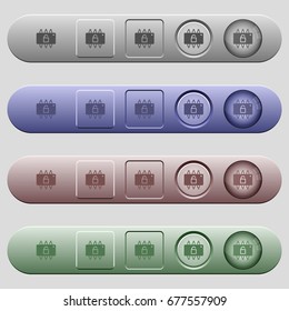 Hardware unlocked icons on rounded horizontal menu bars in different colors and button styles