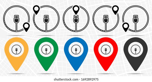 Hardware, usb cable icon in location set. Simple glyph, flat illustration element of hardware theme icons