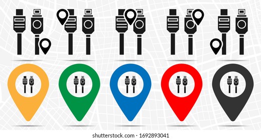 Hardware, usb cable icon in location set. Simple glyph, flat illustration element of hardware theme icons