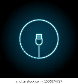 hardware, USB cable neon icon. Simple thin line, outline vector of hardware icons for UI and UX, website or mobile application