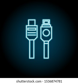 hardware, USB cable neon icon. Simple thin line, outline vector of hardware icons for UI and UX, website or mobile application