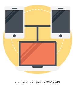 
Hardwares connected to each other, flat icon design of device network
