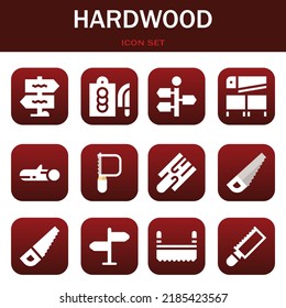 hardwood icon set. Vector  illustrations related with Signpost, Cutting board and Signpost