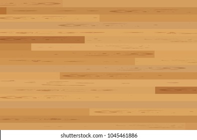 Hardwood Maple Basketball Court Floor Viewed From Above. Vector Illustration.