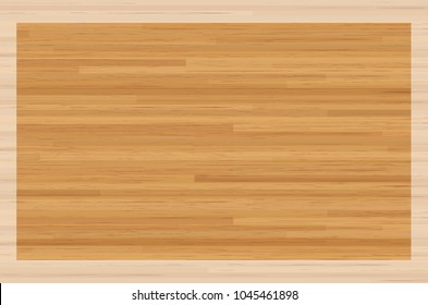 Hardwood Maple Basketball Court Floor Viewed From Above. Vector Illustration.