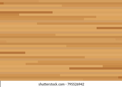 Hardwood Maple Basketball Court Floor Viewed From Above. Vector Illustration.