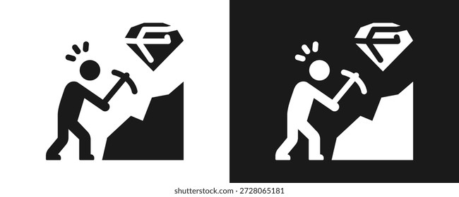 Conjunto De Iconos De Trabajo Duro Glifo En Fondo Blanco Y Negro