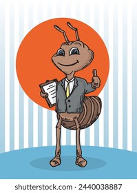 hardworking ant mascot vector illustration