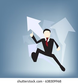 Hard-working Business man run for future, Business vector concept illustration